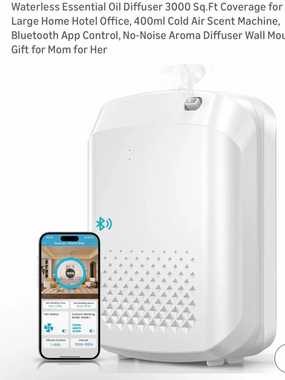 Waterless Bluetooth Essential Oil Diffuser - White